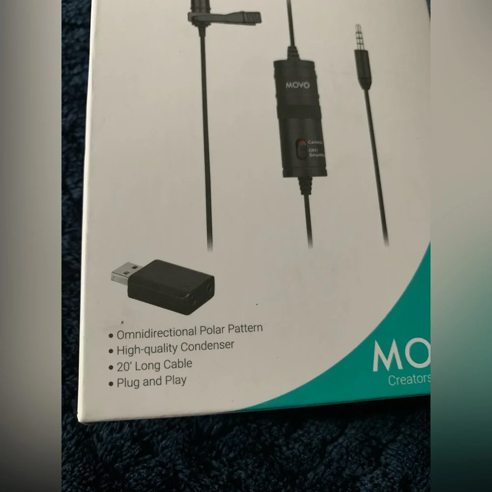 Movo LV1-USB Lavalier Microphone for Camera, Lapel iPhone & Android Smartphones